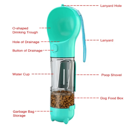HydratePaw™ Dog Travel Water Bottle with Food Storage – Leak-Proof Pet Water Bottle for Hiking & Walks