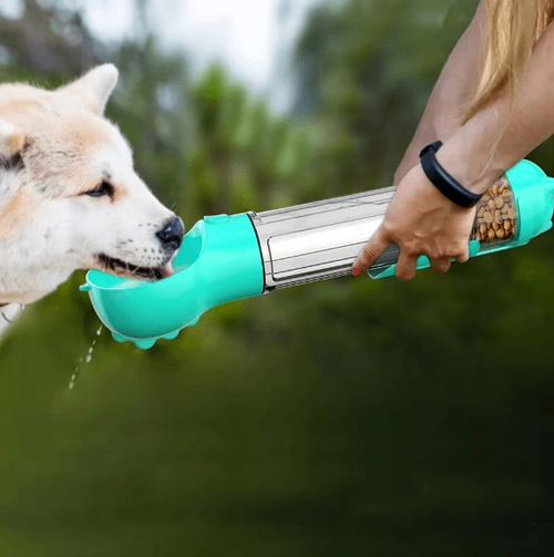 HydratePaw™ Dog Travel Water Bottle with Food Storage – Leak-Proof Pet Water Bottle for Hiking & Walks