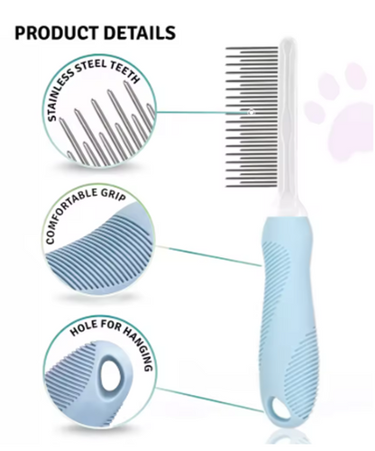 ShedLess™ Pro Dog & Cat Grooming Comb – Deshedding & Detangling Brush for Short, Medium & Long Hair