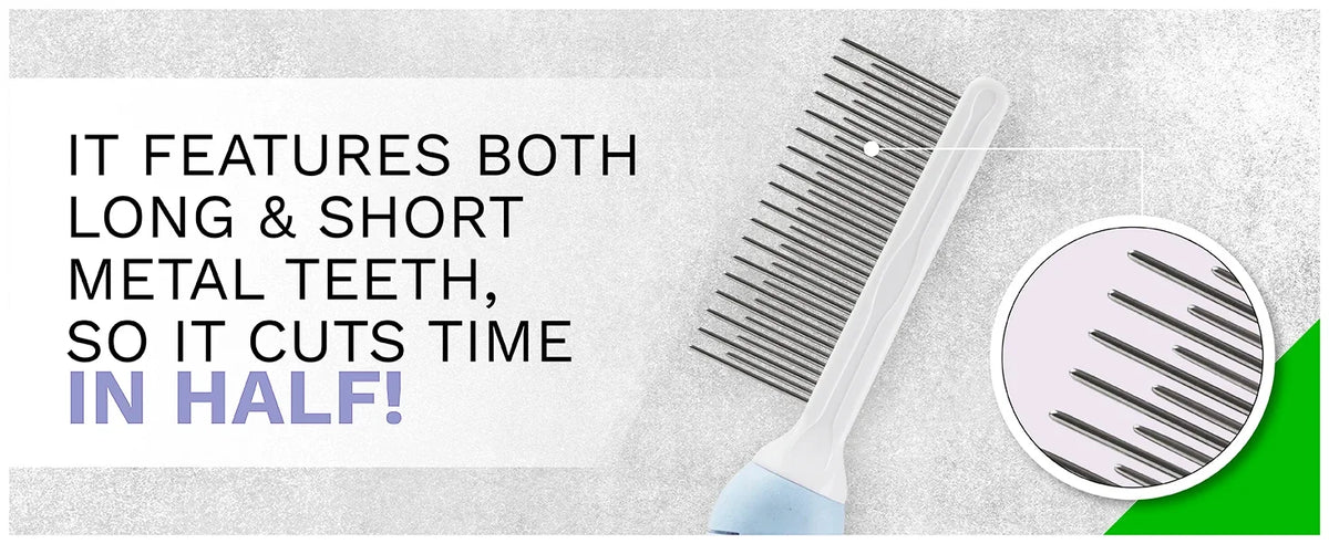 ShedLess™ Pro Dog & Cat Grooming Comb – Deshedding & Detangling Brush for Short, Medium & Long Hair