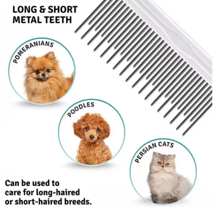 ShedLess™ Pro Dog & Cat Grooming Comb – Deshedding & Detangling Brush for Short, Medium & Long Hair